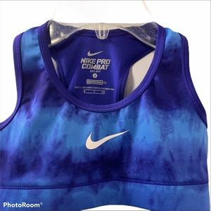 Nike pro combat Dri-fit crop top blue tie dye